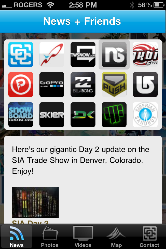 Screen Grab from the Camp of Champions App for IPhone and Android devices