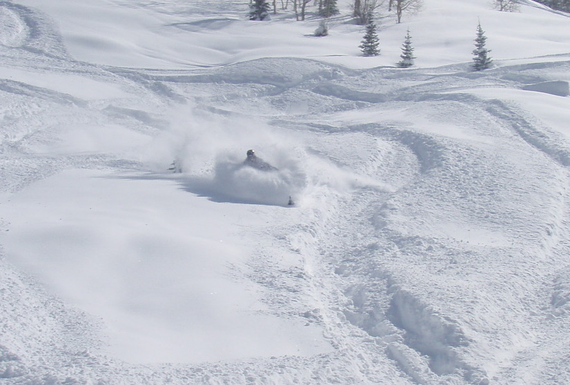 Silly deep snow on a sled