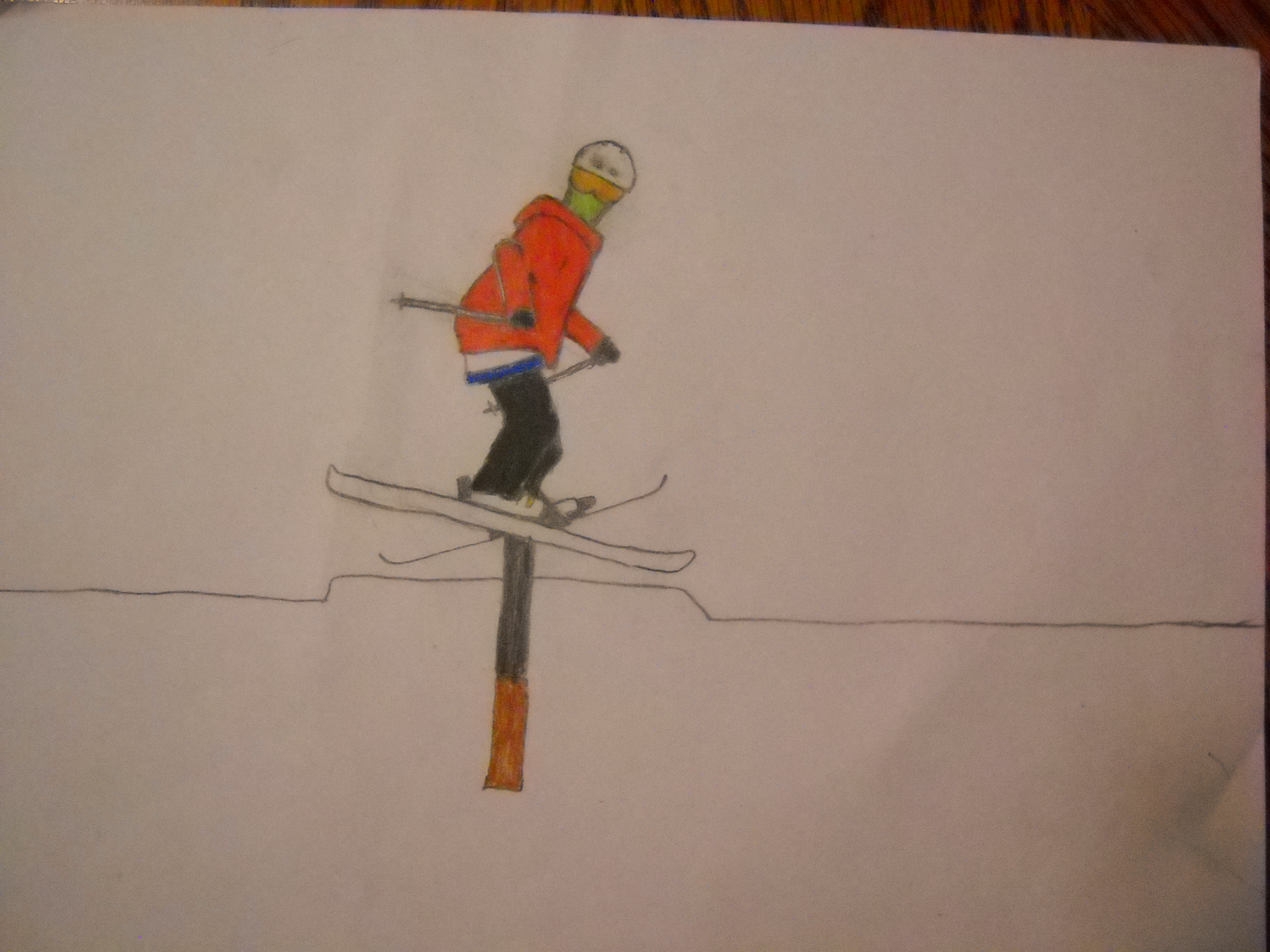 Ski drawing down rail