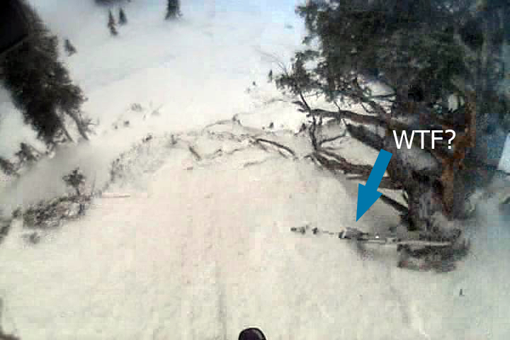 Ski on 2nd stage of the high speed double