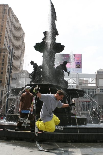 Skiing at fountain square