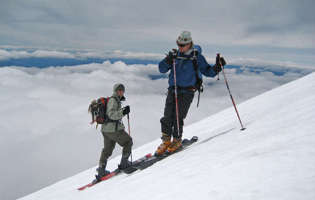 Skiing down Mt. Adams