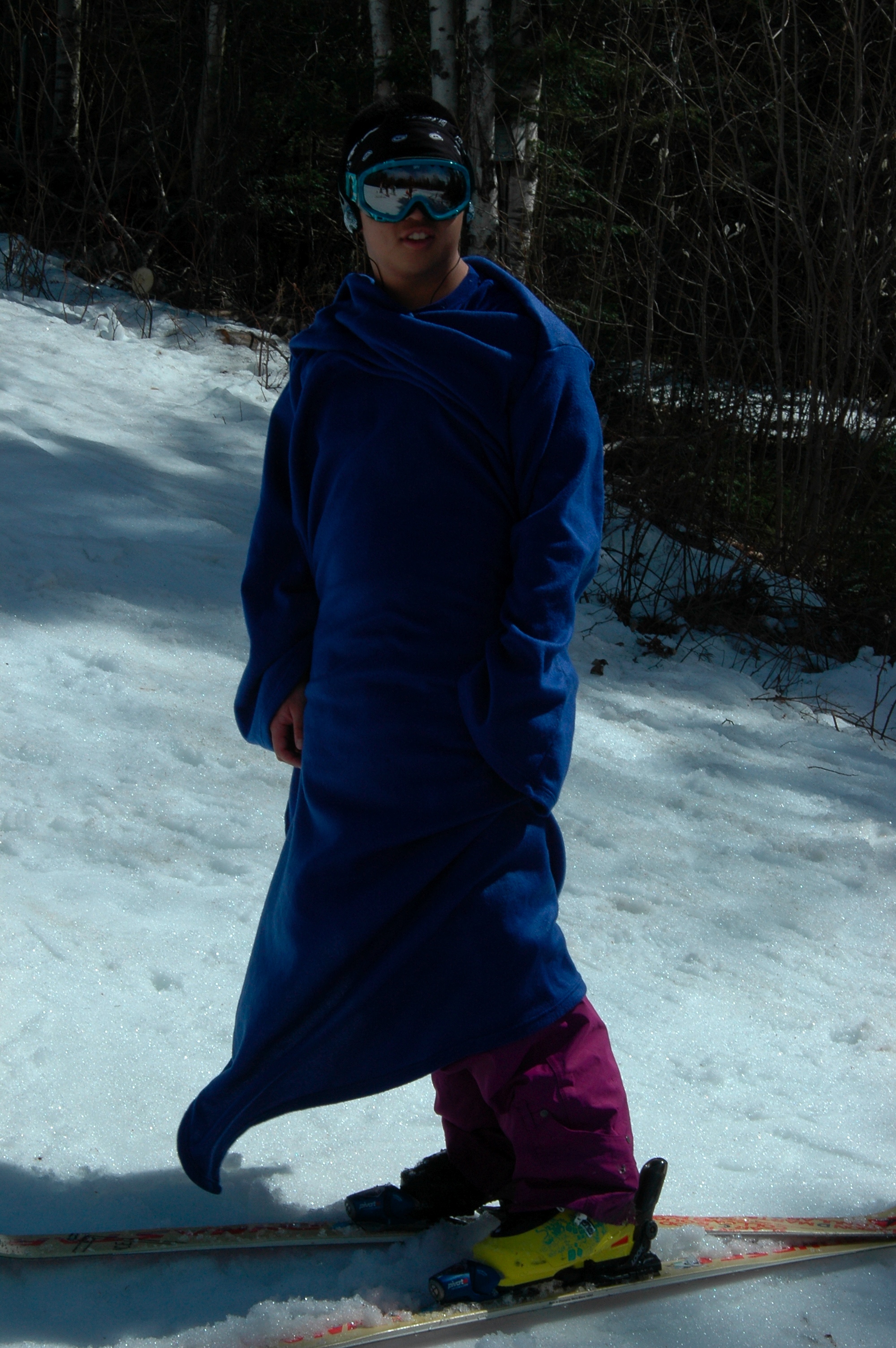 Skiing in a Snuggie