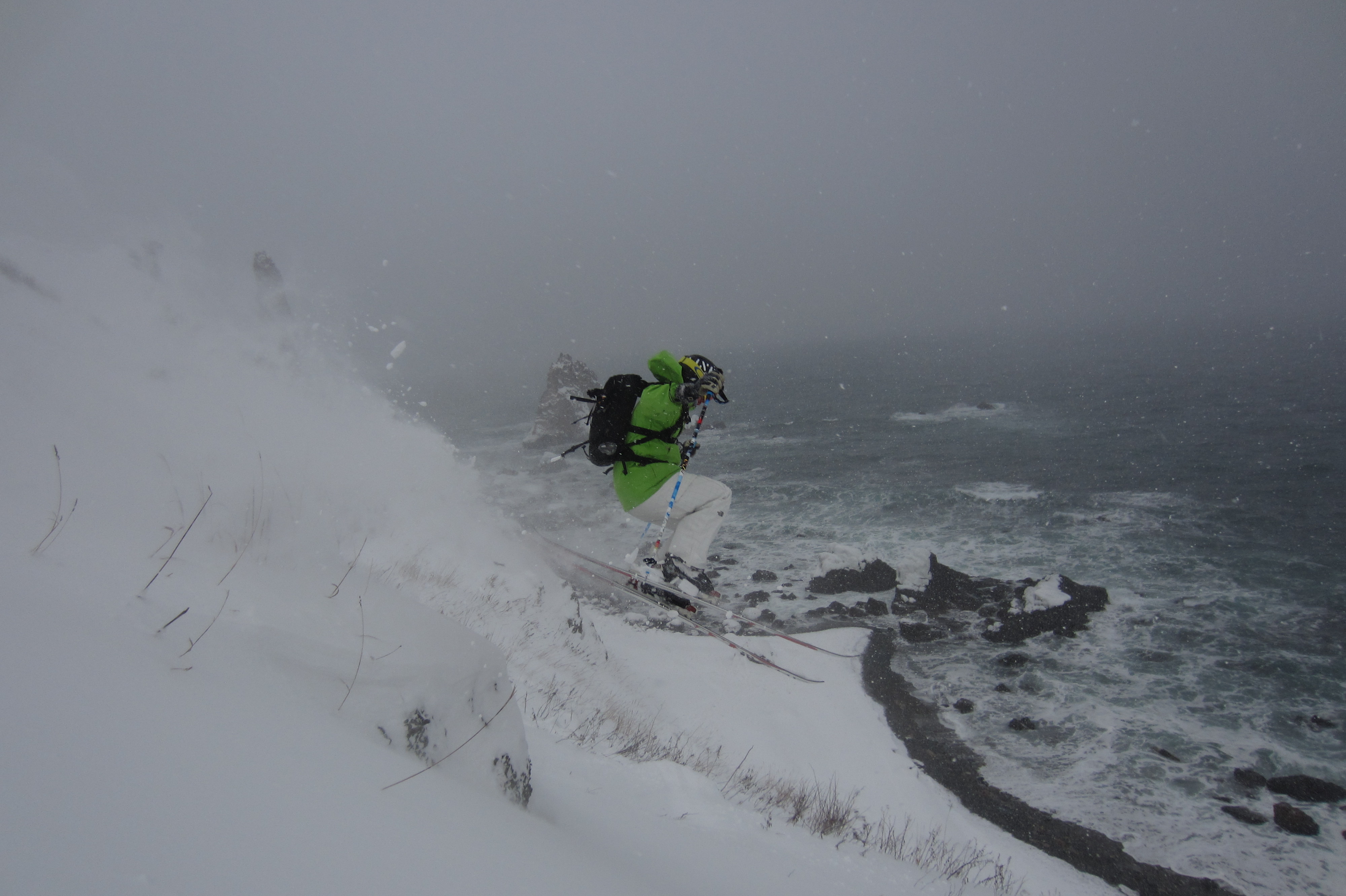 Skiing into the ocean