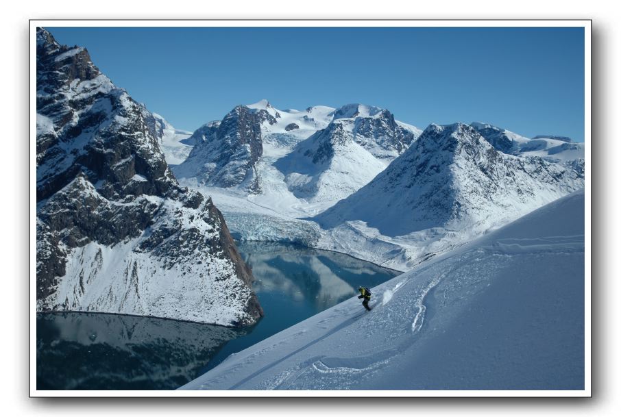 Skiing over a fjord in Greenland