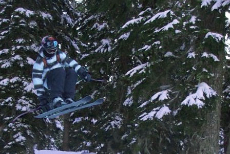 Skiing trees at squaw