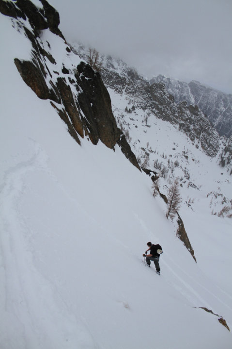 Skiing up from gem lake