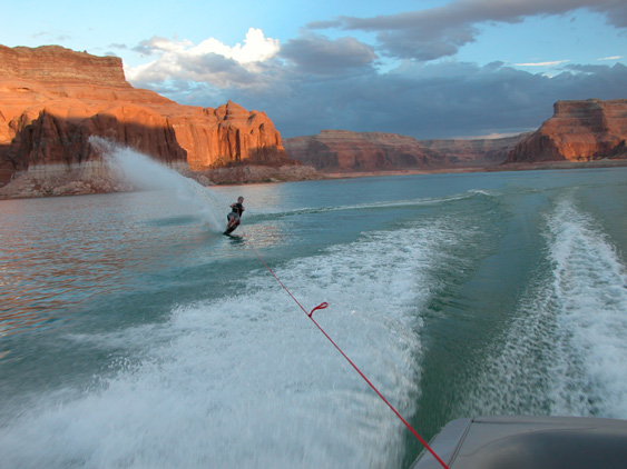 Skiing with Cool Background
