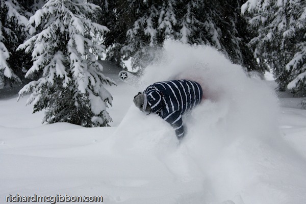 Skye Darden with a backcountry fast plant 180