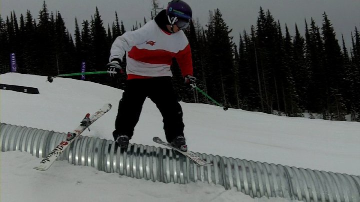 Slid the corrigated with one ski /claim