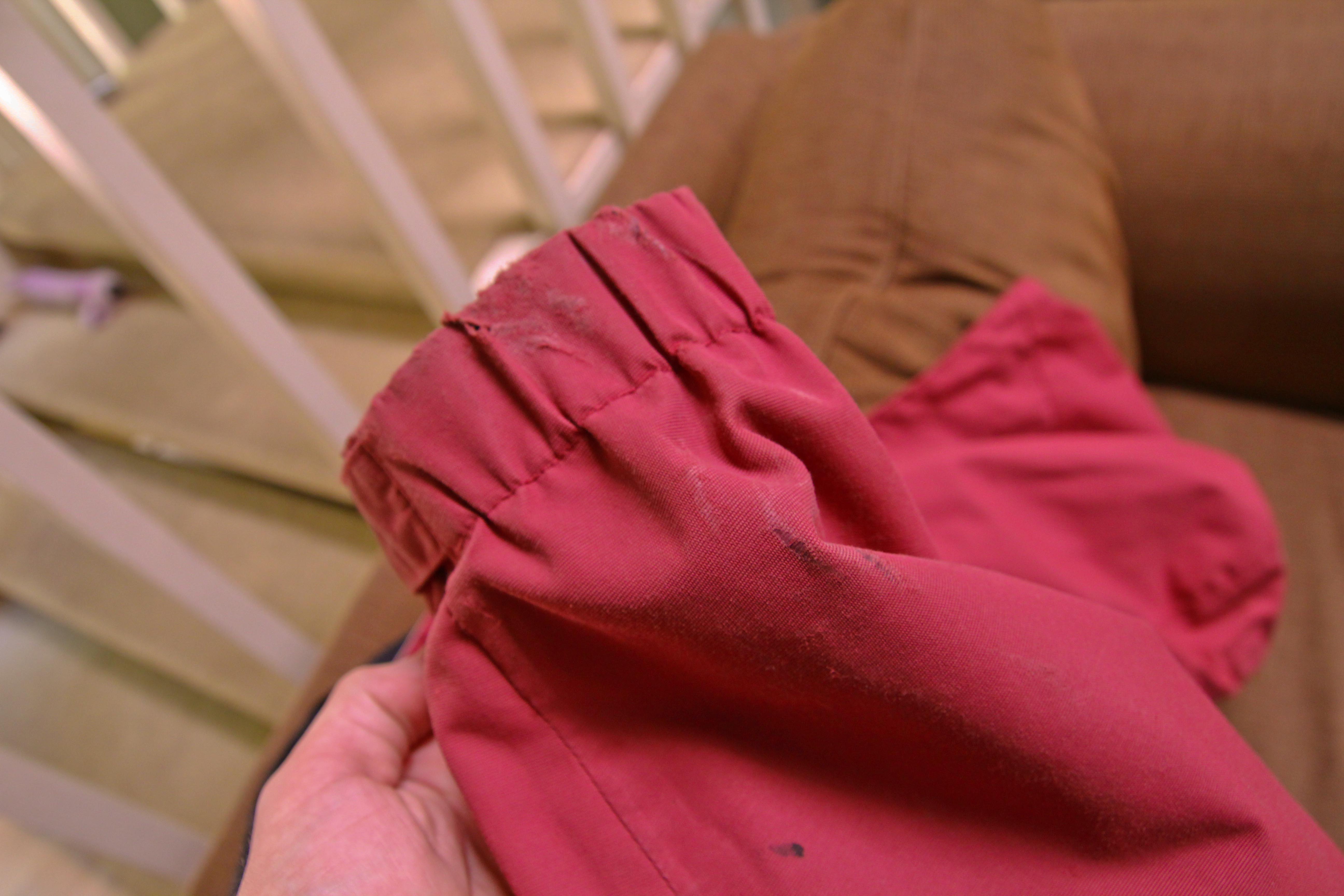 Small wear and tear on other cuff