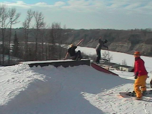 Snowboardr falls chasing me haha (Bad Quality)