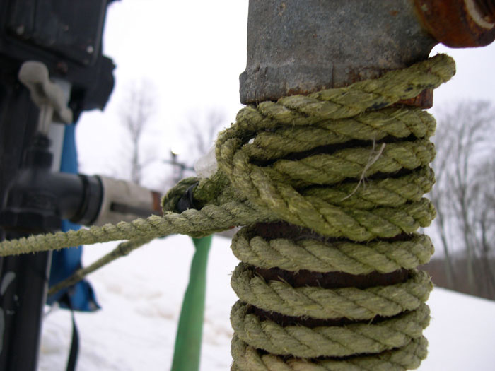 Snowmaking Hydrant Wrapped in Rope