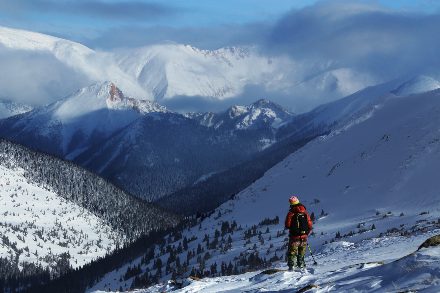Snowmobile Skiing in Jones Pass