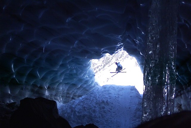 so basically this was the craziest thing imaginable....huge ice cave with a perfect 2 ft wide runway