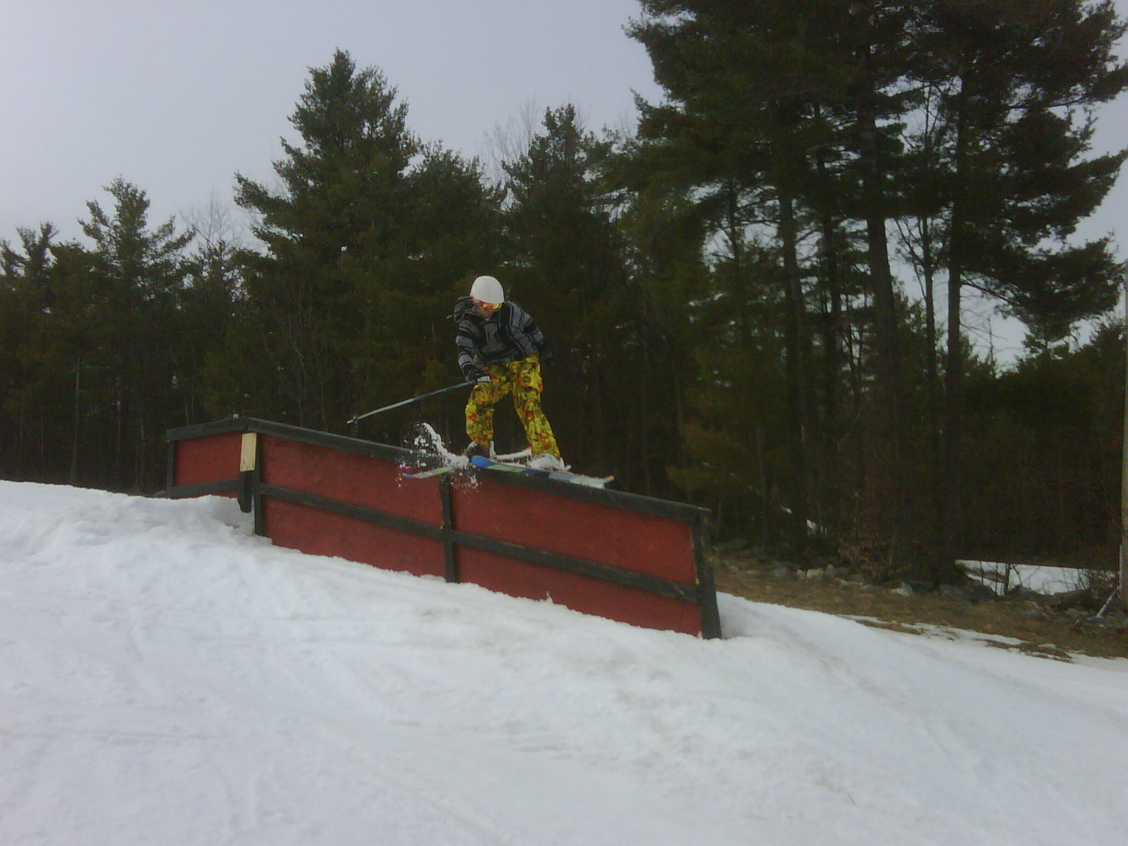 Spring skiing, doing the handrail