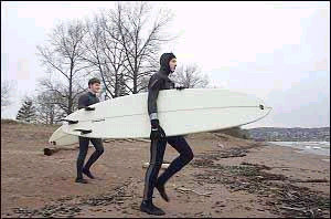 Springtime Surfing on Lake Superior, Duluth, MN