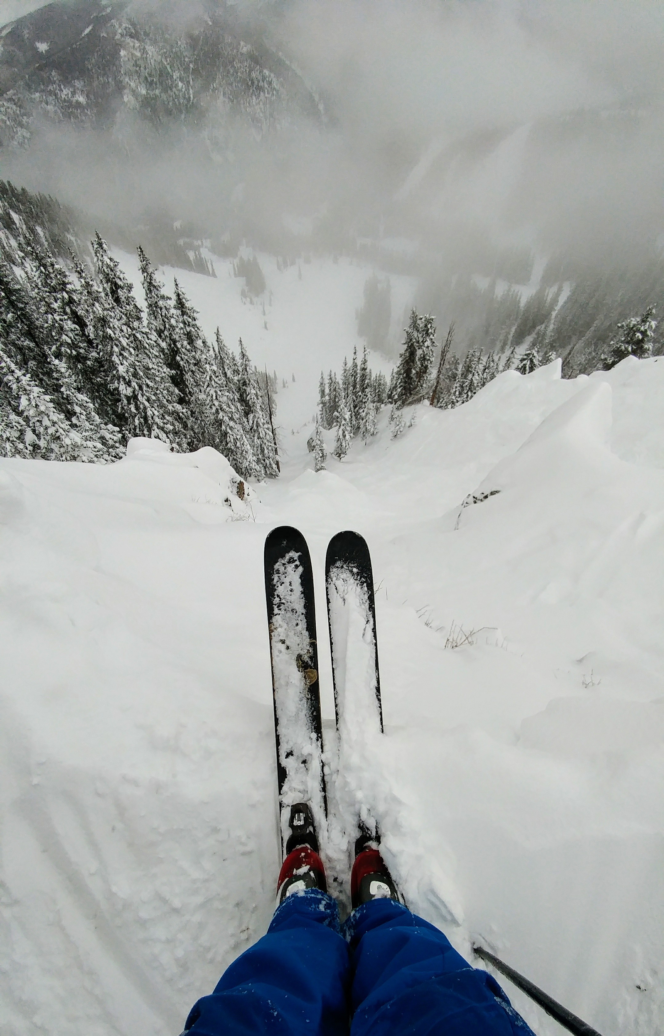 Staring down an untouched line at Taos Ski Valley