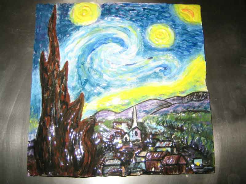 starry night in clay