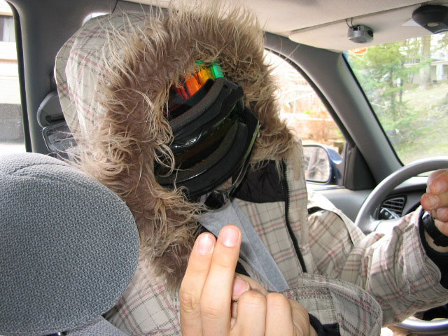 Steve rocking the triple goggle steeze