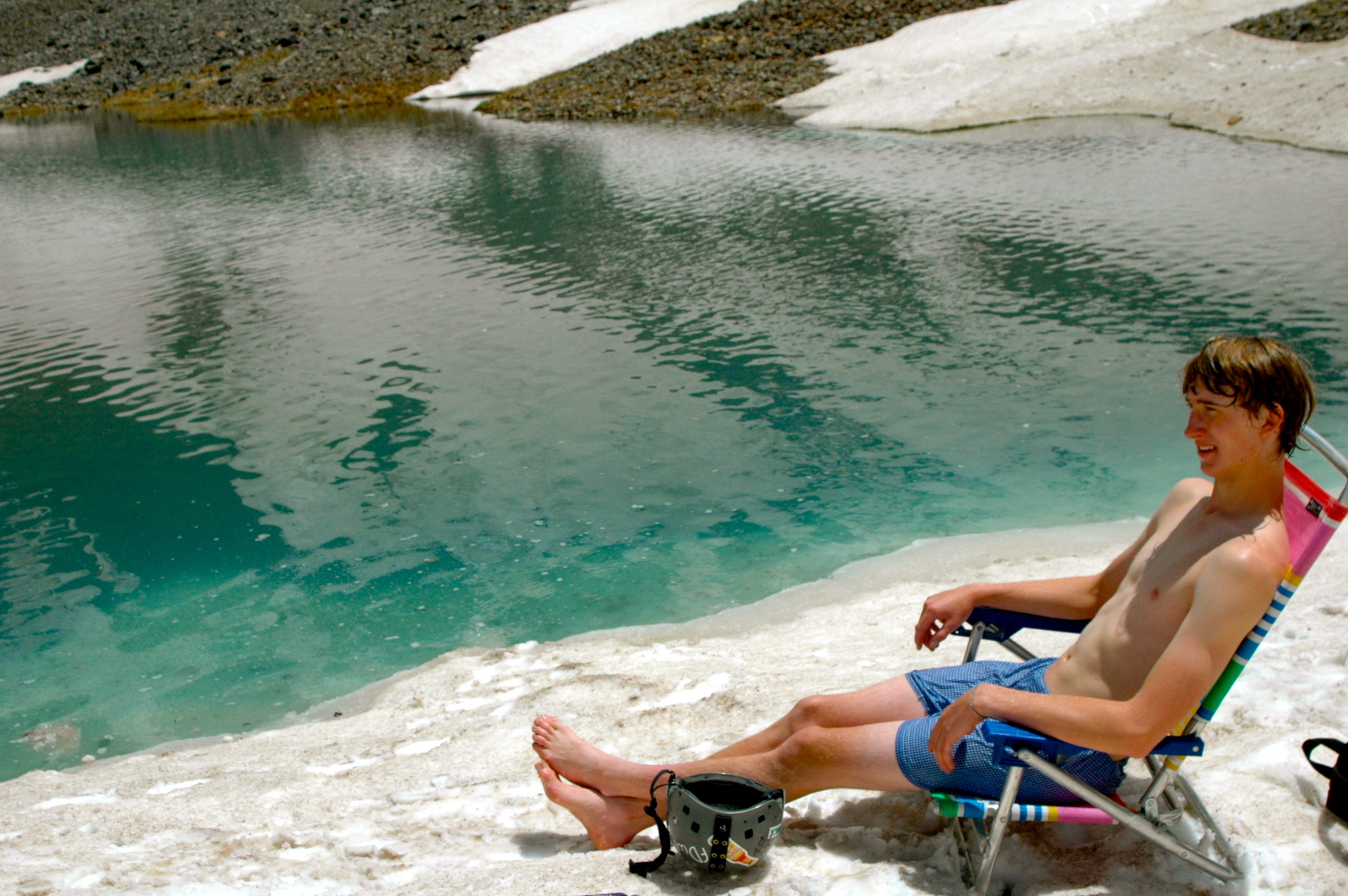 Sun bathing in the snow