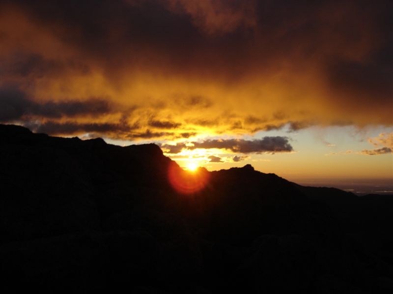 Sunrise over from Longs in 60+ mph wind