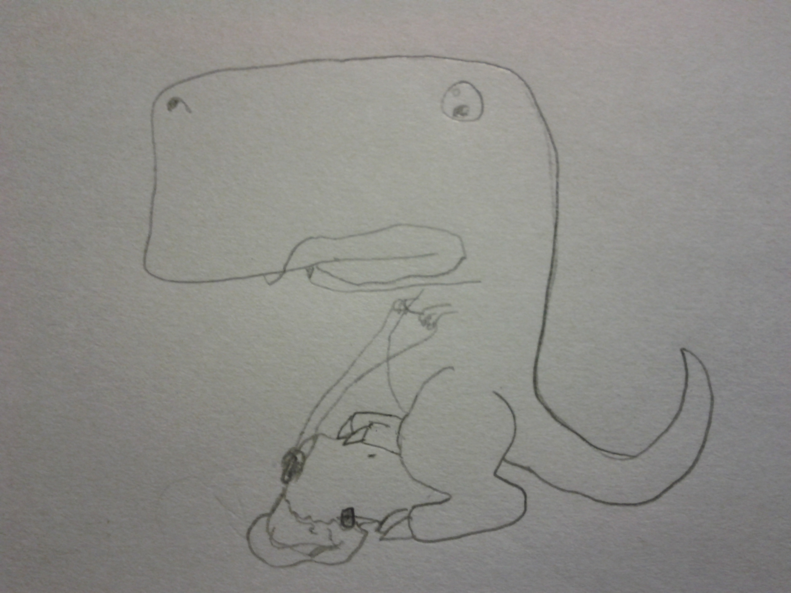 t-rex standing on sheep