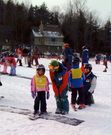 Teaching my little cousin how to ski..