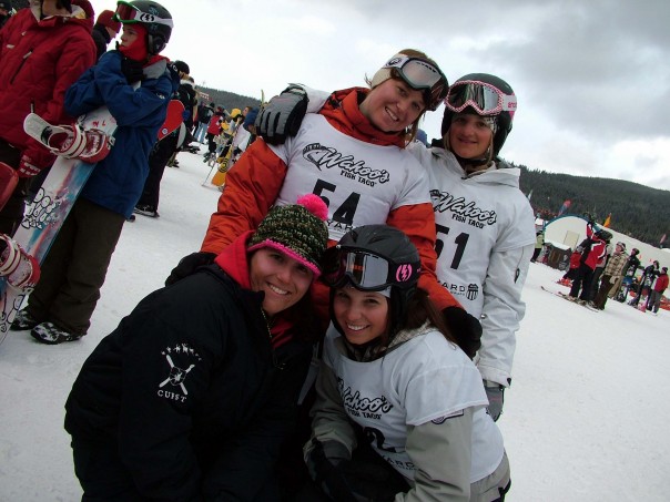 team pink taco before the rail jam