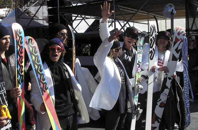 The K2 Spread Eagles celebrate on stage.