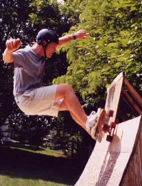 The parental unit skating the pipe old school style