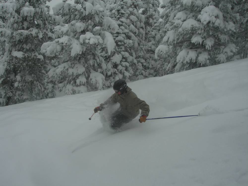 Troy skiing some pow