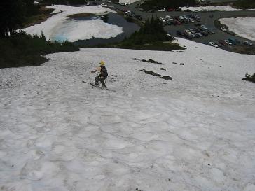 Trying to ski in suncups