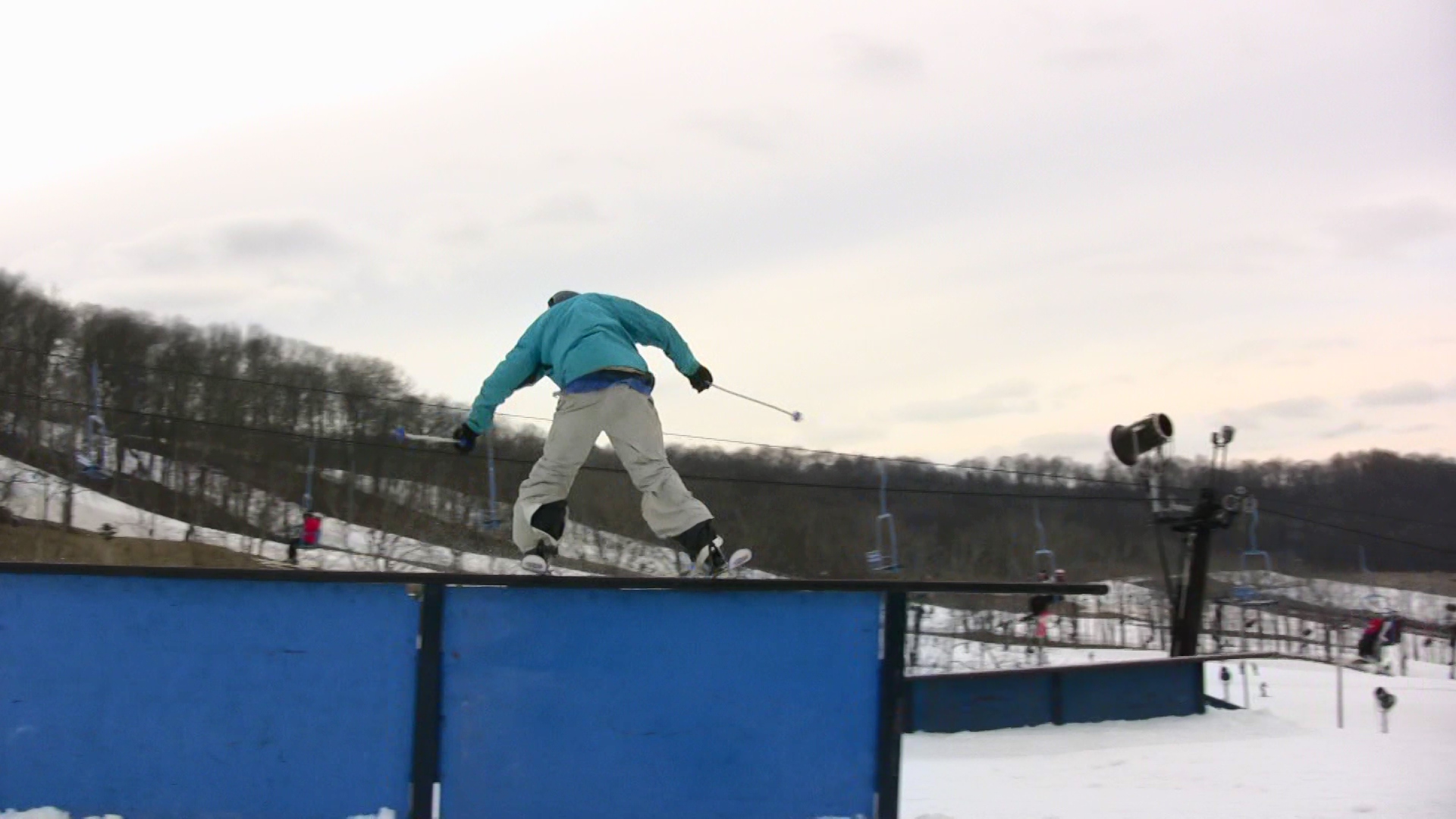 Video still: sam on tall-t rail