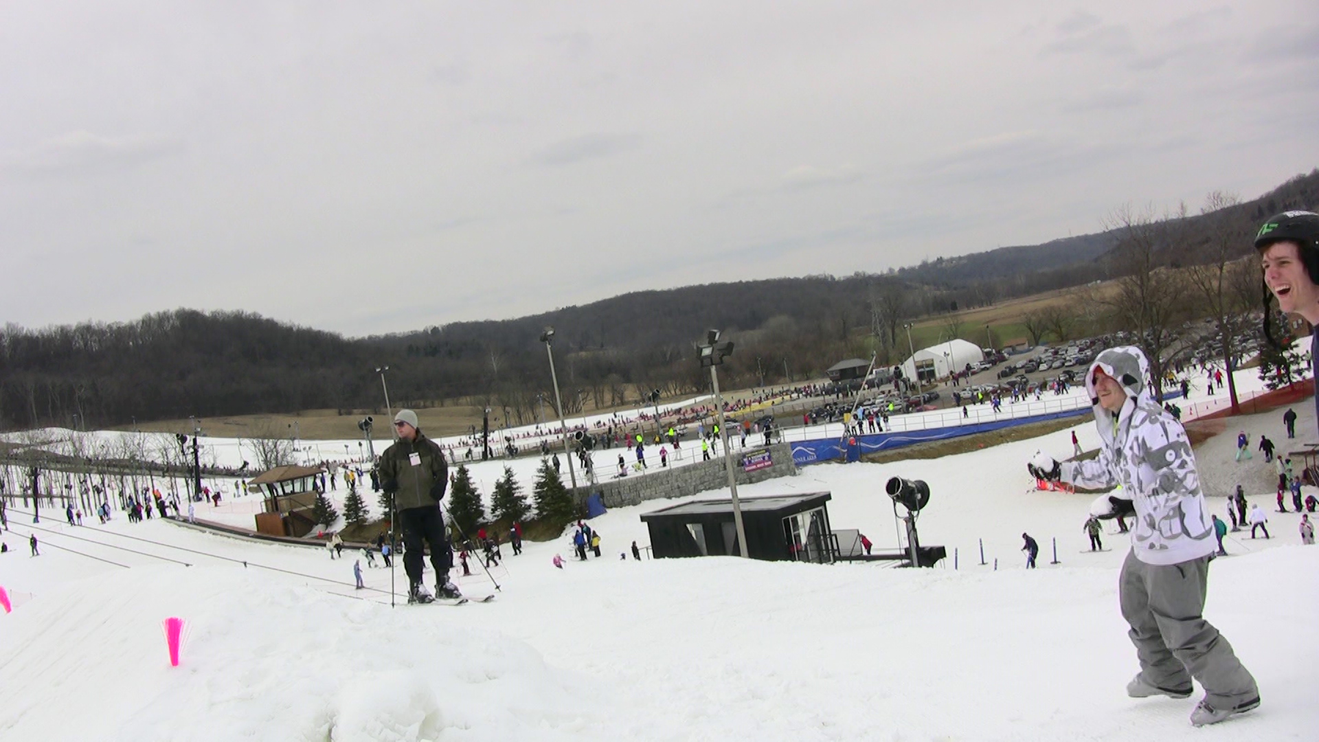 Video still: throwing snowballs at my cousin