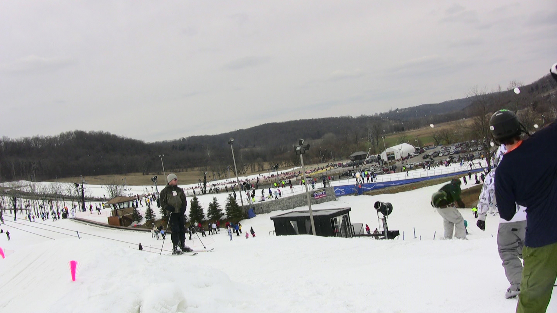 Video still: throwing snowballs at my cousin