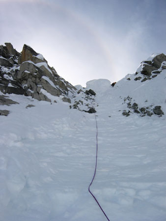 View back up - the ski down is at about 50 degrees