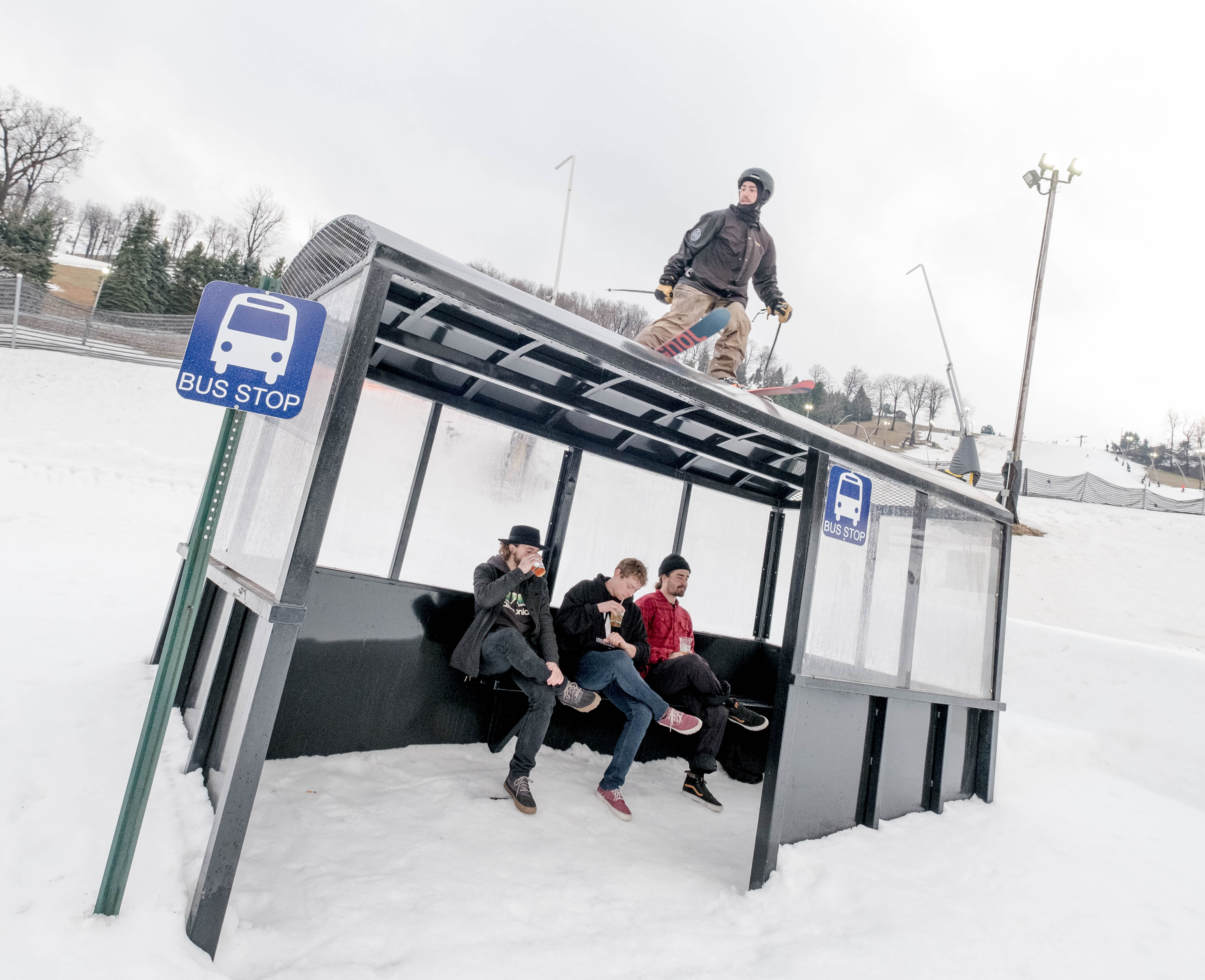 Waiting for the bus at Seven Springs