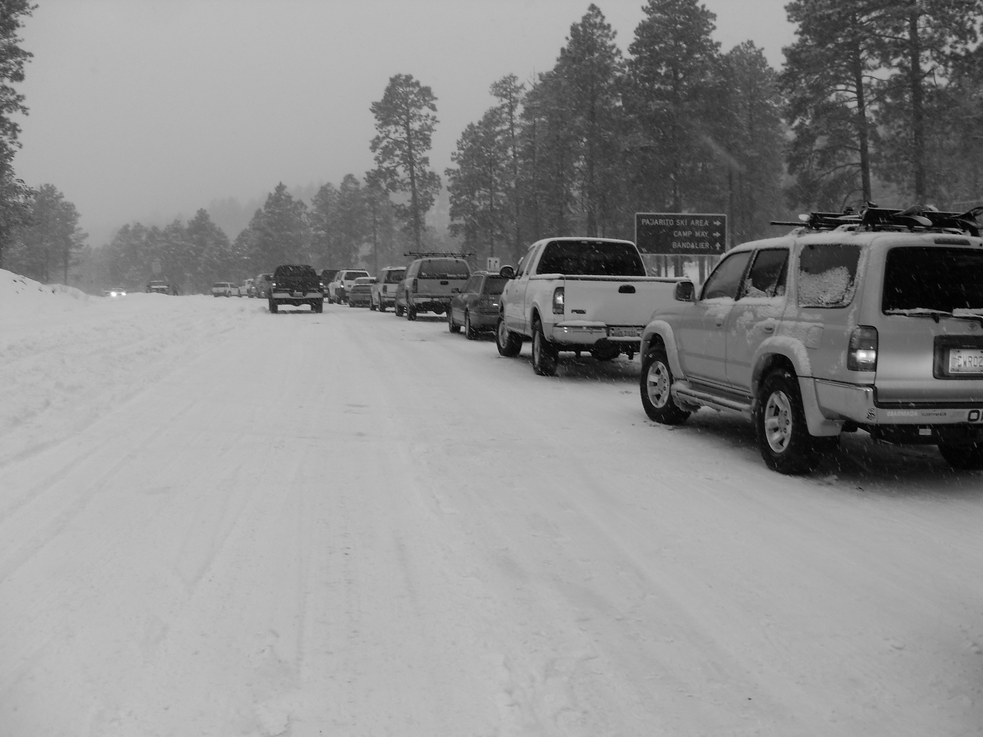 Waiting in line for a clear road