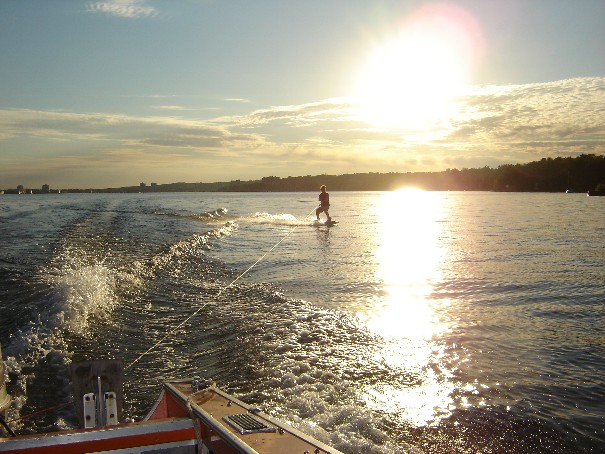 Wakeboarding sunset