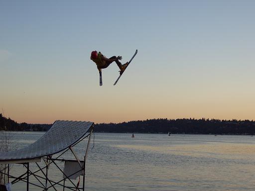 water ramp jump at dusk