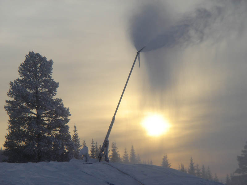 Wonderful picture of hafjell, norway. snow canon in sunset